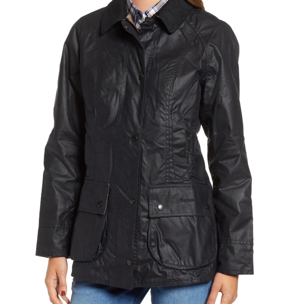 Barbour Beadnell Waxed Cotton Jacket Size 14 US